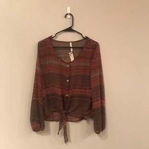 Tie long sleeve top peppermint